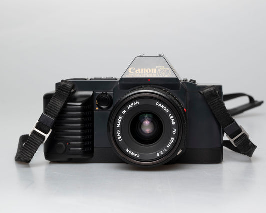 Canon T70 35mm SLR avec objectif FD 28mm f2.8 (série 1989948) | film🎞testé