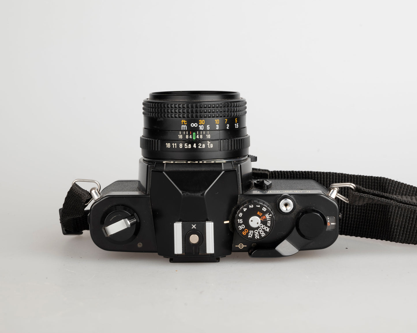 Chinon CM-4s 35mm film SLR camera w/ 50mm f1.9 lens + ever-ready case (serial 359792)