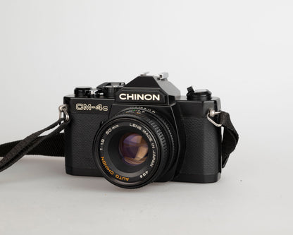 Chinon CM-4s 35mm film SLR camera w/ 50mm f1.9 lens + ever-ready case (serial 359792)