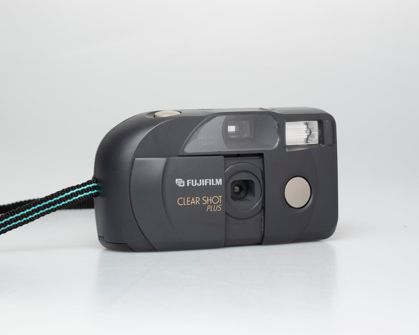 Fujifilm Clear Shot Plus 35mm film camera (w/ black and turquoise strap)