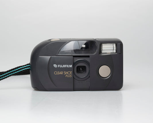 Fujifilm Clear Shot Plus 35mm film camera (w/ black and turquoise strap)