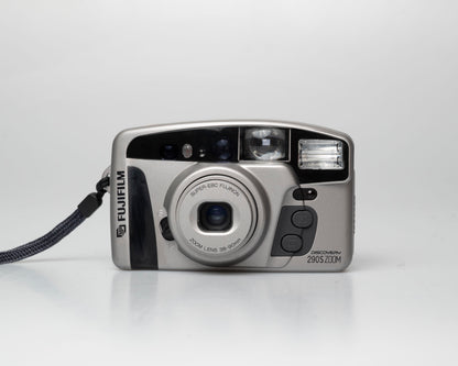 Fuji Discovery S290S Zoom 35mm point-and-shoot camera; front; on