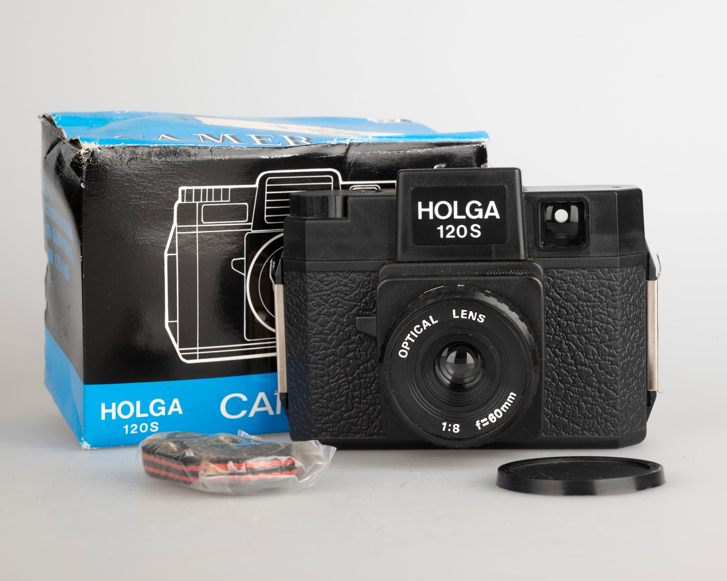 Vintage Holga 120S medium format camera w/ original box, strap, and lens cap