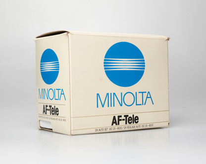 Appareil photo argentique à mise au point automatique Minolta AF Tele à double objectif 35mm avec boîte (numéro de série 58114422)