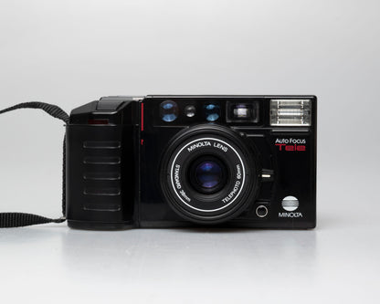 Appareil photo argentique à mise au point automatique Minolta AF Tele à double objectif 35mm avec boîte (numéro de série 58114422)