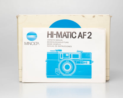 Minolta Hi-Matic AF2 35mm camera w/ box, case, & manual (serial 2131574) | film🎞tested