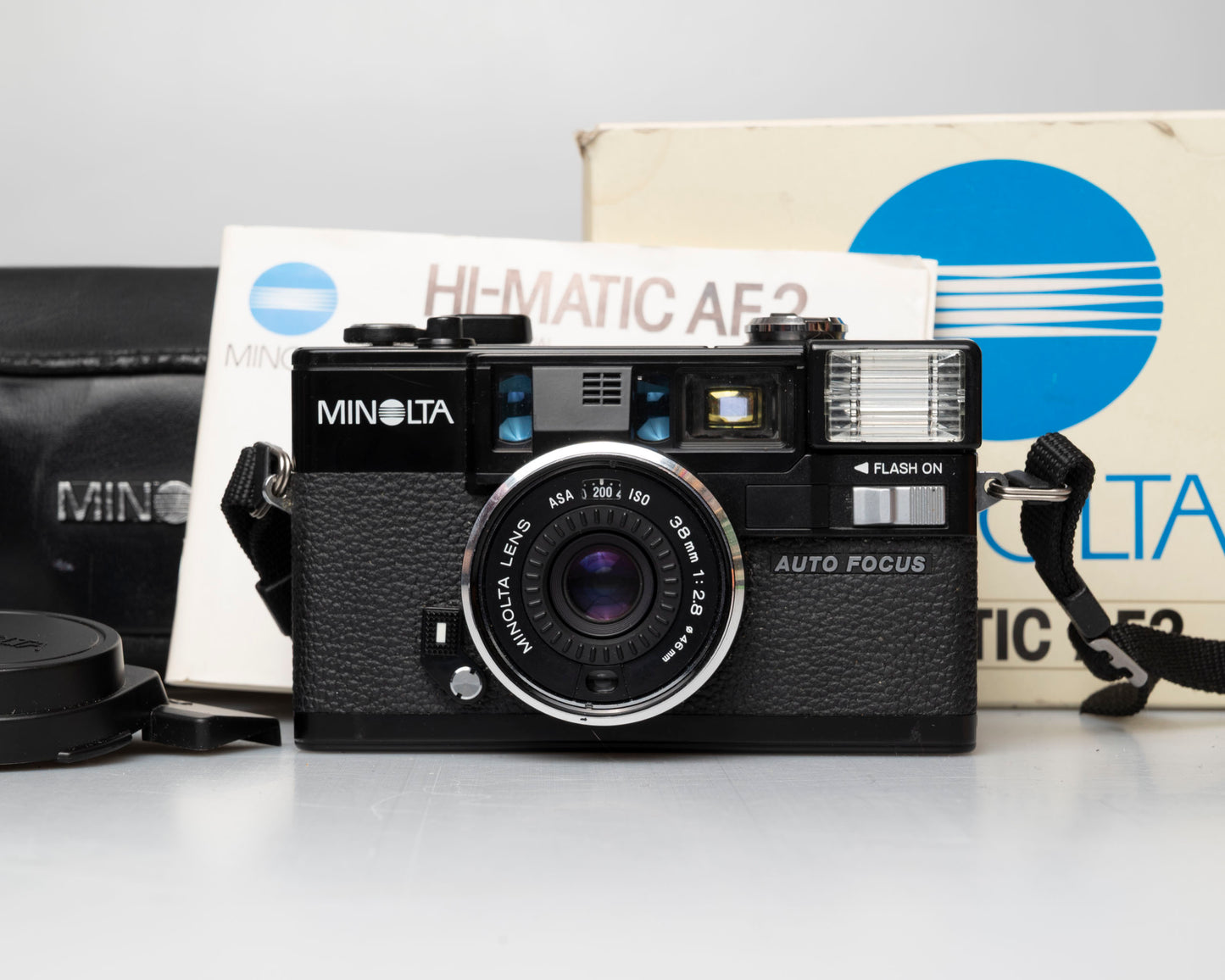 Minolta Hi-Matic AF2 35mm camera w/ box, case, & manual (serial 2131574) | film🎞tested