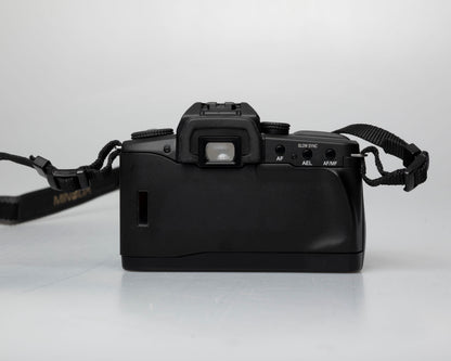 Minolta Maxxum 70 35mm film camera with 50mm f1.7 lens; back view