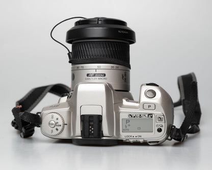 Minolta STsi 35mm SLR film camera; top view