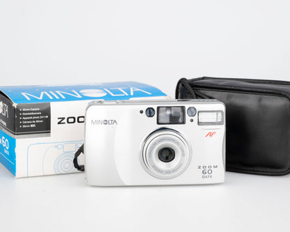 Appareil photo Minolta Zoom 60 Date 35 mm avec boîte d'origine + étui (série 20302683)