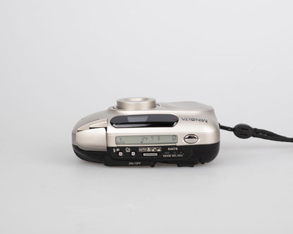 Appareil photo Minolta Capios 75 35 mm avec télécommande + étui + boîte d'origine + manuel (série 31101989)