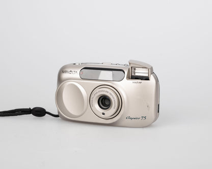Appareil photo Minolta Capios 75 35 mm avec télécommande + étui + boîte d'origine + manuel (série 31101989)