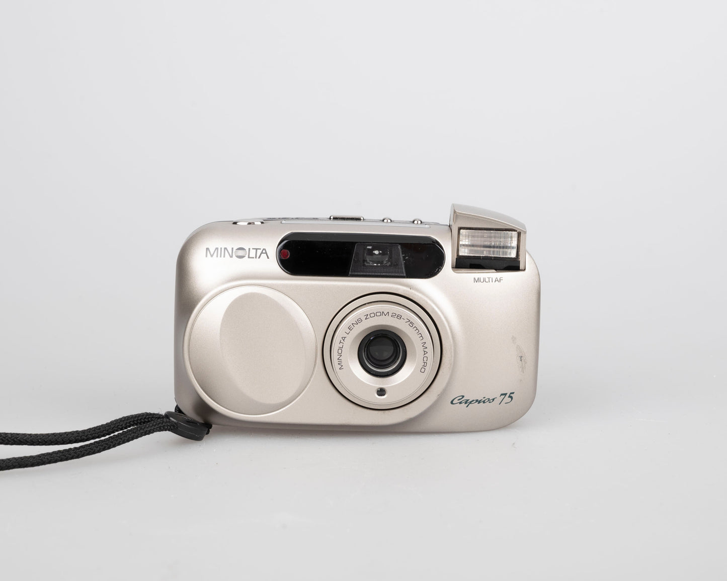 Appareil photo Minolta Capios 75 35 mm avec télécommande + étui + boîte d'origine + manuel (série 31101989)