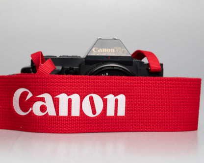Canon T70 35mm SLR w/ FD 50mm f2 lens + manual (serial 2034155)