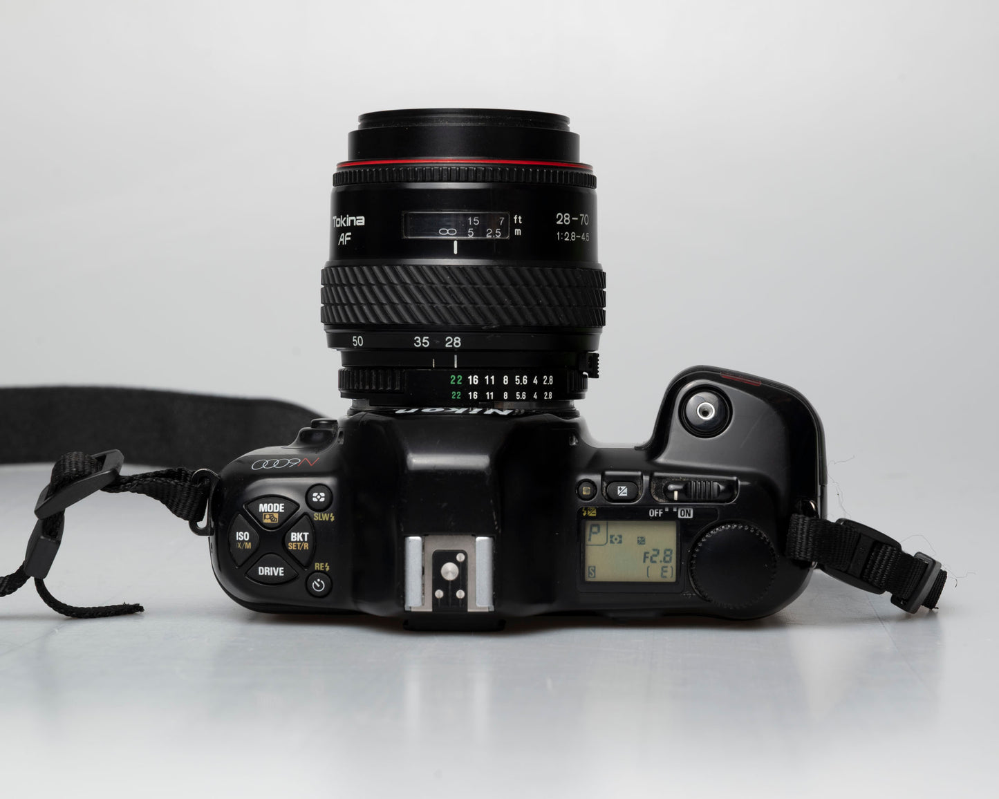 Nikon N6000 35mm film camera; top view