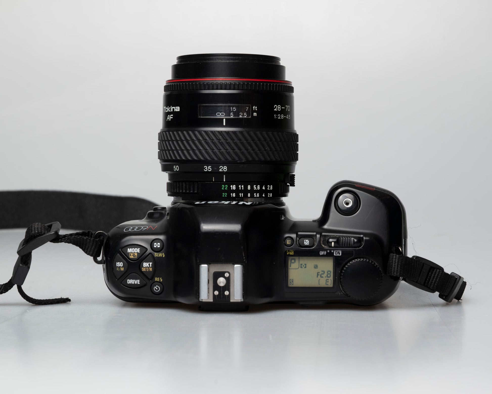 Nikon N6000 35mm film camera; top view