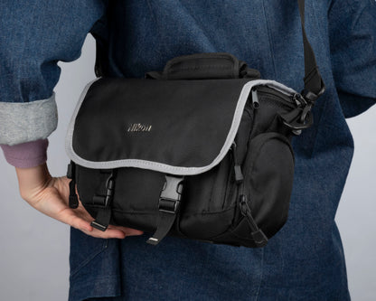 Nikon mid-sized black and grey camera bag