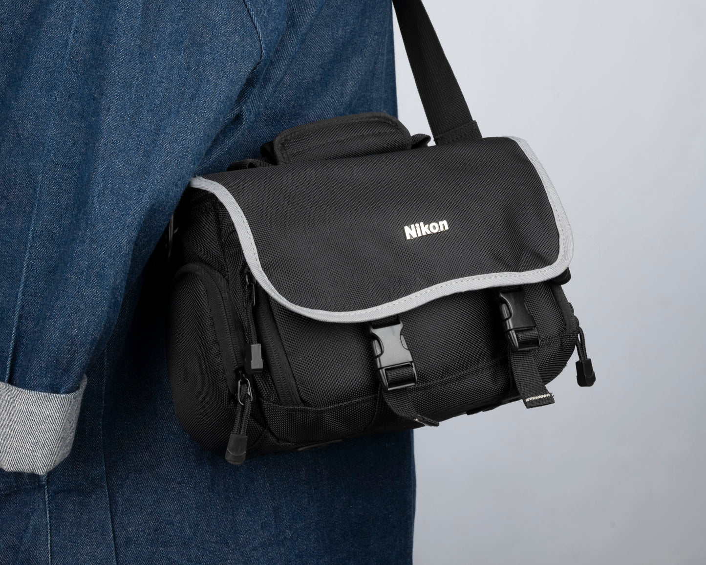 Nikon mid-sized black and grey camera bag