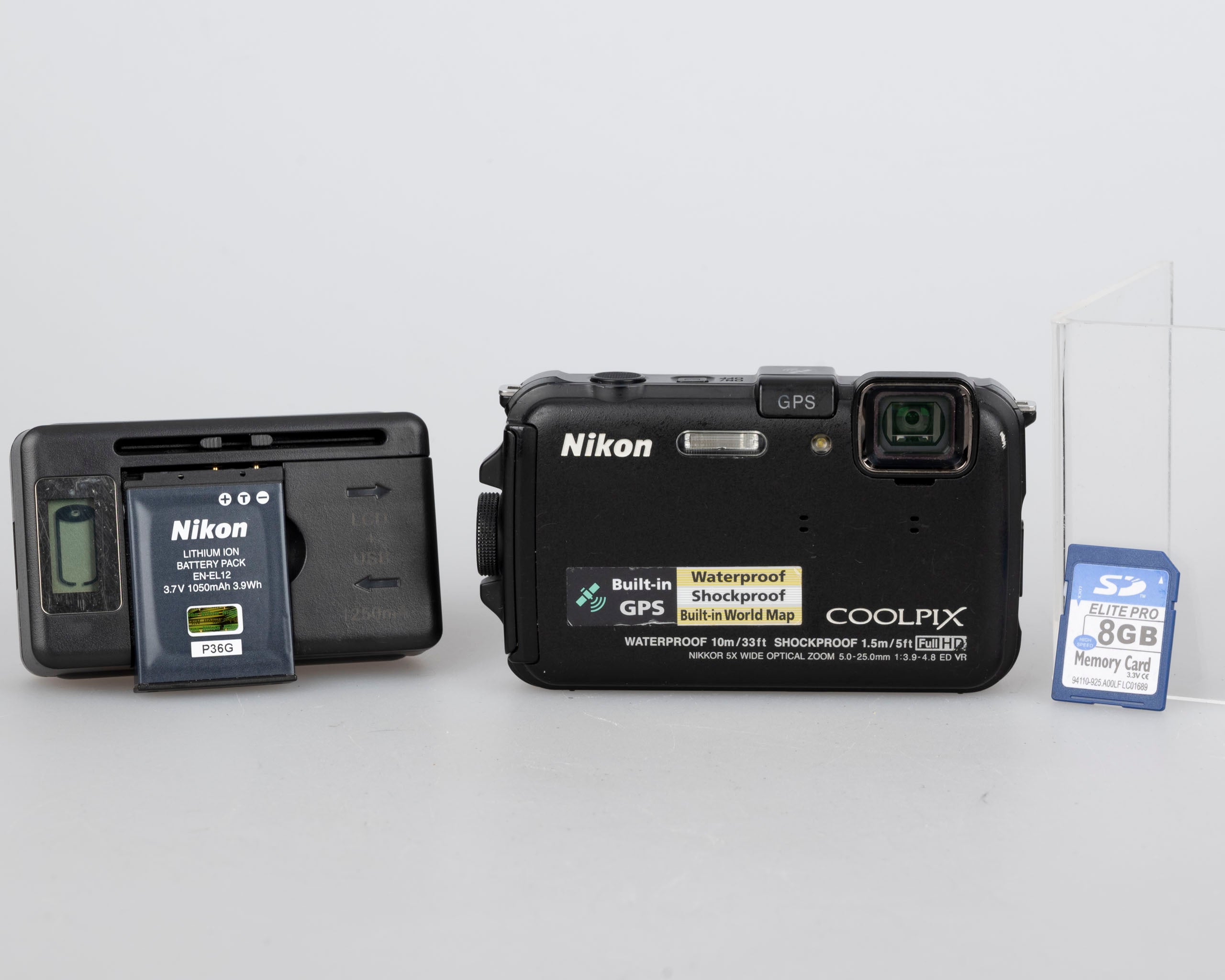 Nikon Coolpix AW100 16 MP rugged digicam w/ 8GB SD card + battery