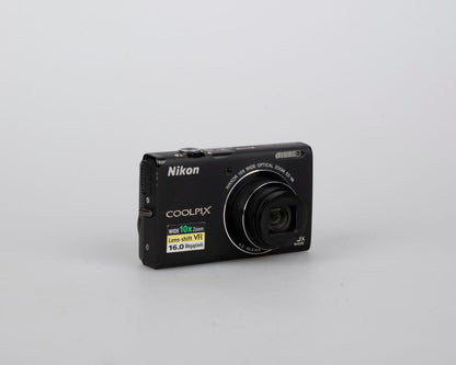 Nikon Coolpix S6100 16 MP digicam w/ battery + USB charge cable (uses SD cards)