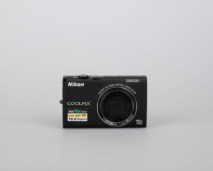 Nikon Coolpix S6100 16 MP digicam w/ battery + USB charge cable (uses SD cards)