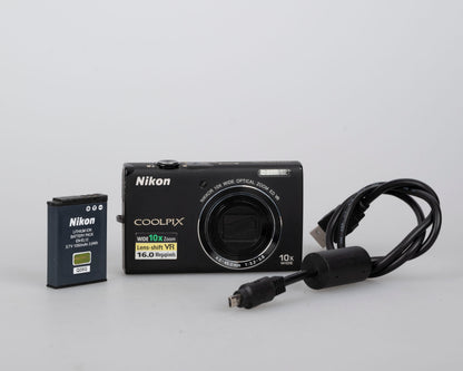 Nikon Coolpix S6100 16 MP digicam w/ battery + USB charge cable (uses SD cards)