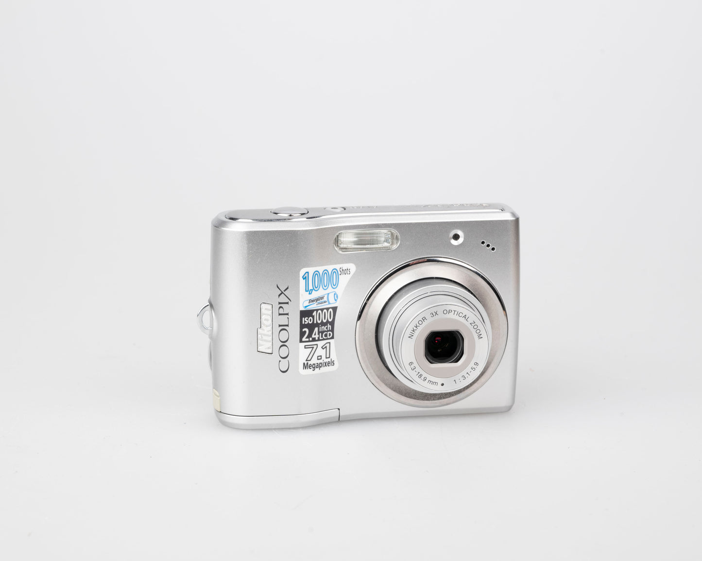 Nikon Coolpix L14 7.1 MP CCD sensor digicam (uses AA batteries and SD memory cards)