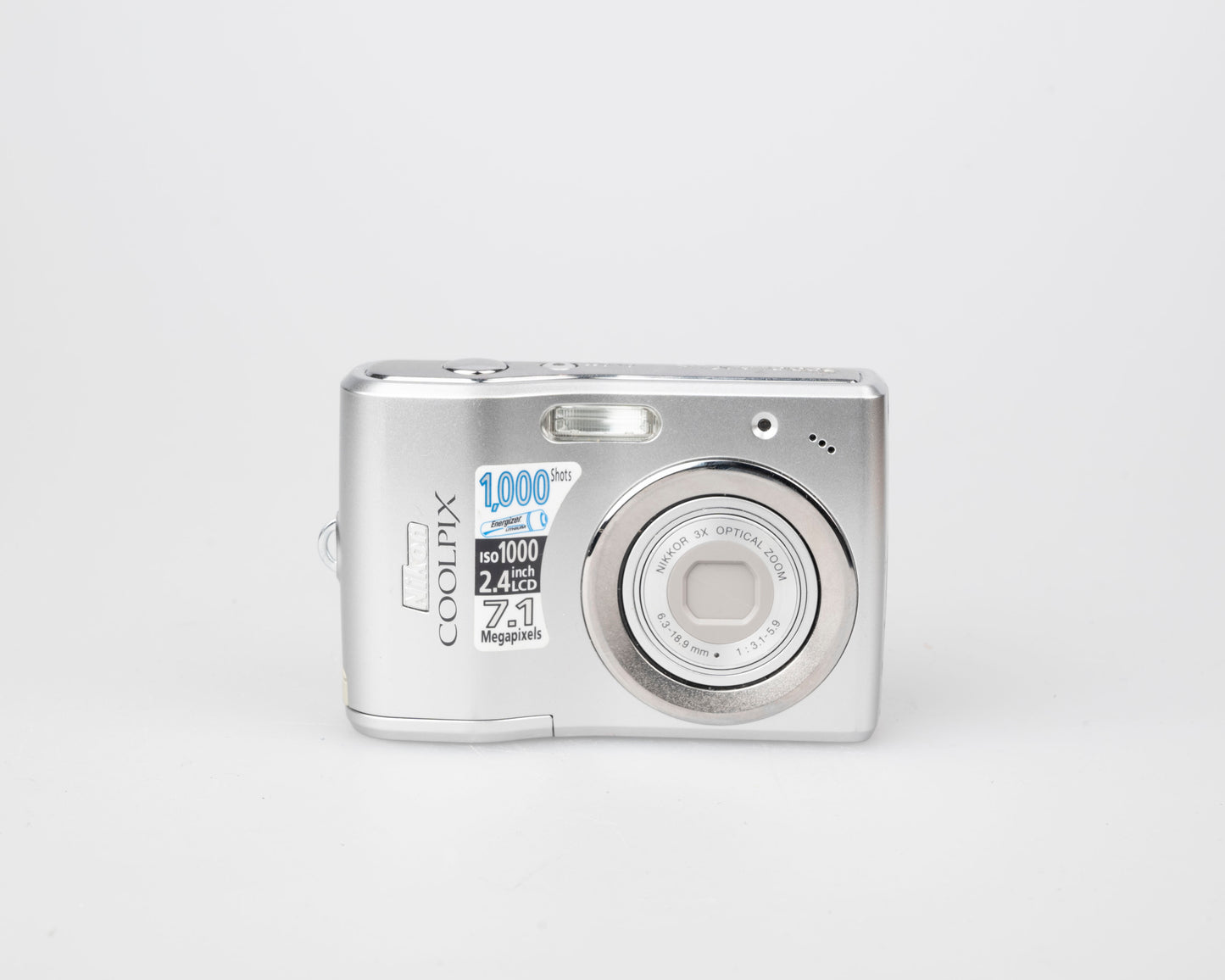 Nikon Coolpix L14 7.1 MP CCD sensor digicam (uses AA batteries and SD memory cards)