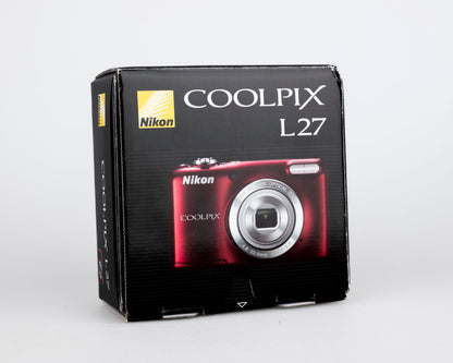 Nikon Coolpix L27 Appareil photo numérique à capteur CCD 16,1 MP neuf-ancien stock avec boîte d'origine + accessoires (utilise des piles AA + carte SD)