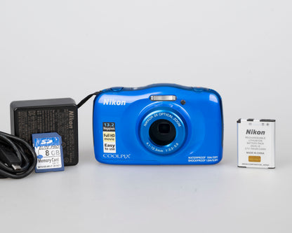 Nikon Coolpix W100 13.2 MP digicam w/ 8GB SD card + battery + charger