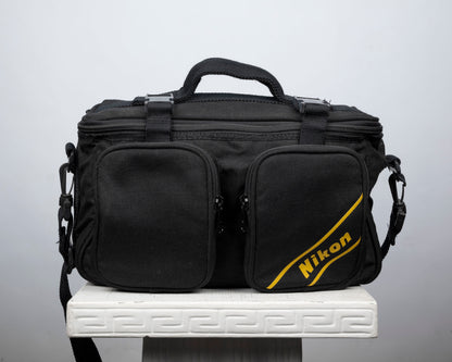Nikon black and yellow large camera bag