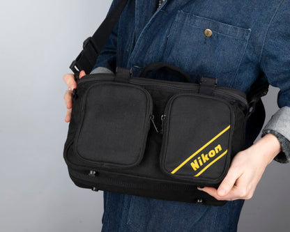 Nikon black and yellow large camera bag