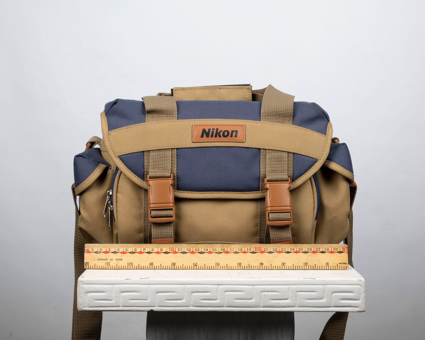 Sac photo Nikon beige et bleu de taille moyenne
