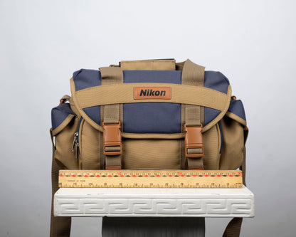 Sac photo Nikon beige et bleu de taille moyenne