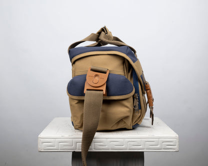 Sac photo Nikon beige et bleu de taille moyenne
