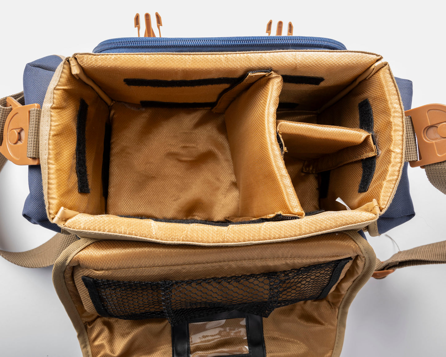 Sac photo Nikon beige et bleu de taille moyenne