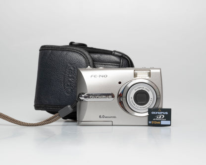 Olympus FE-140 6MP CCD sensor digicam w/ 512MB xD card (serial J69229231)