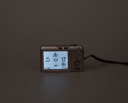 Olympus FE-330 8MP CCD sensor digicam w/ charger + battery + 2GB XD card + case + transfer cable