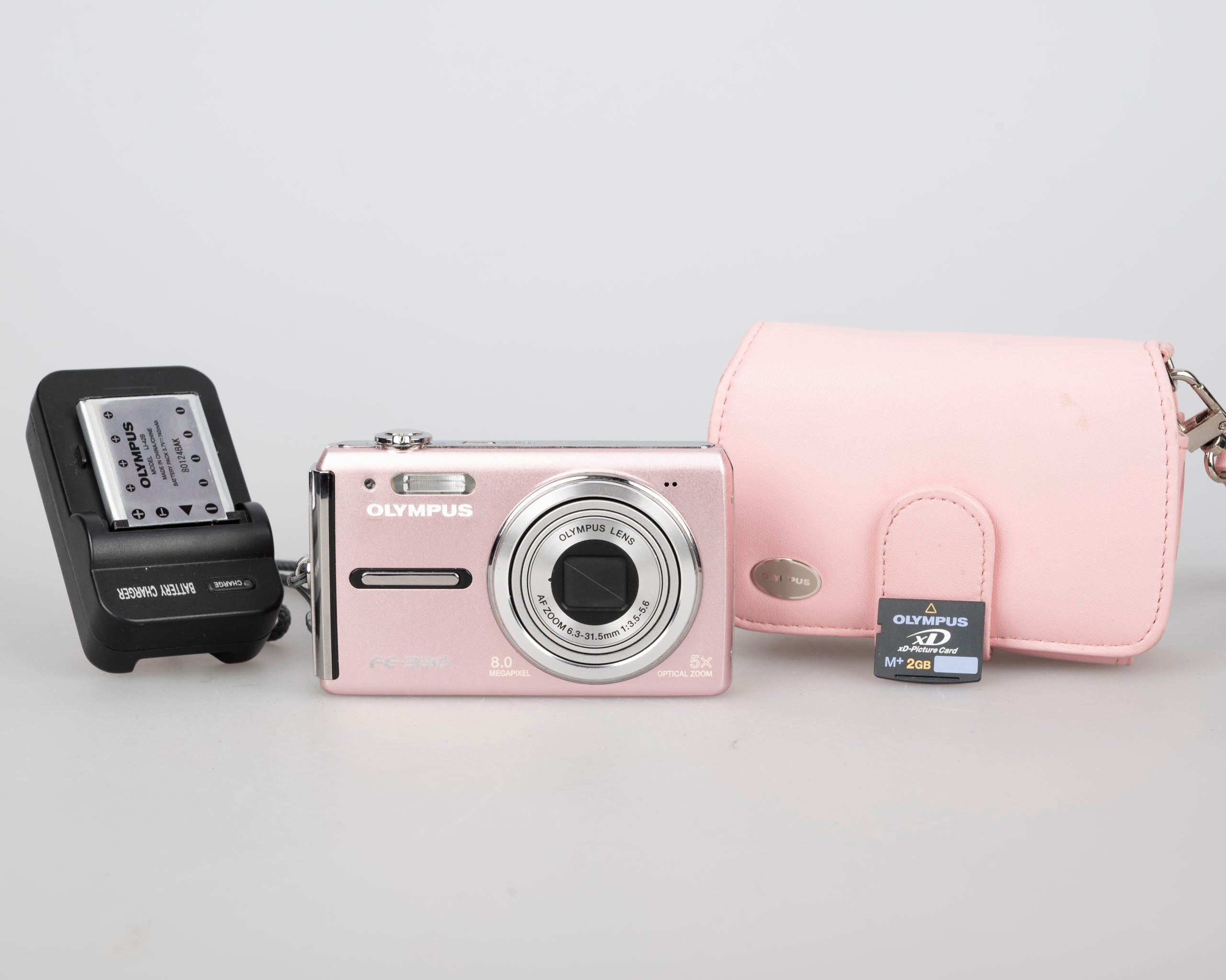 OLYMPUS CAMEDIA FE 330 ピンク デジタルカメラ Olympus FE-330 8MP CCD sensor digicam w/ charger + battery + 2GB