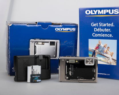 Olympus Stylus 1030 SW 10MP CCD sensor ruggedized digicam w/ charger + battery + 1GB XD card + original box + manuals