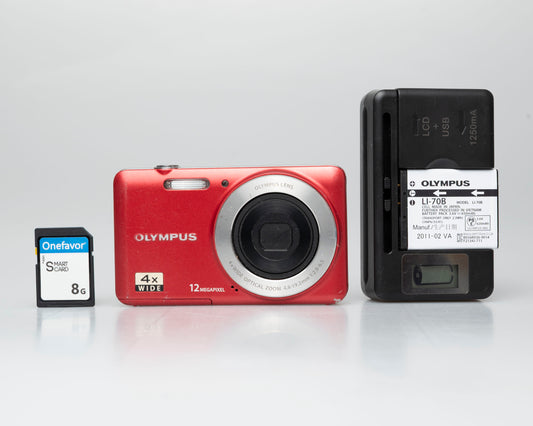Olympus VG-110 12MP digicam w/ 8GB SD card + battery + charger (serial UJB001451)