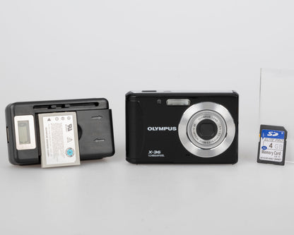 Appareil photo numérique à capteur CCD Olympus X-36 12MP avec chargeur + batterie + carte SD 4 Go