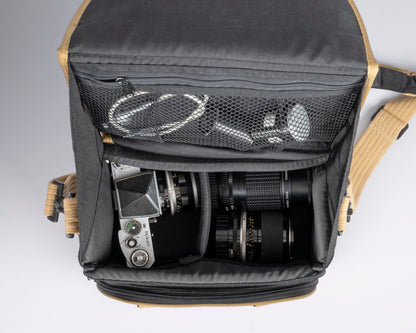 Sac photo Pentax noir et beige de taille moyenne