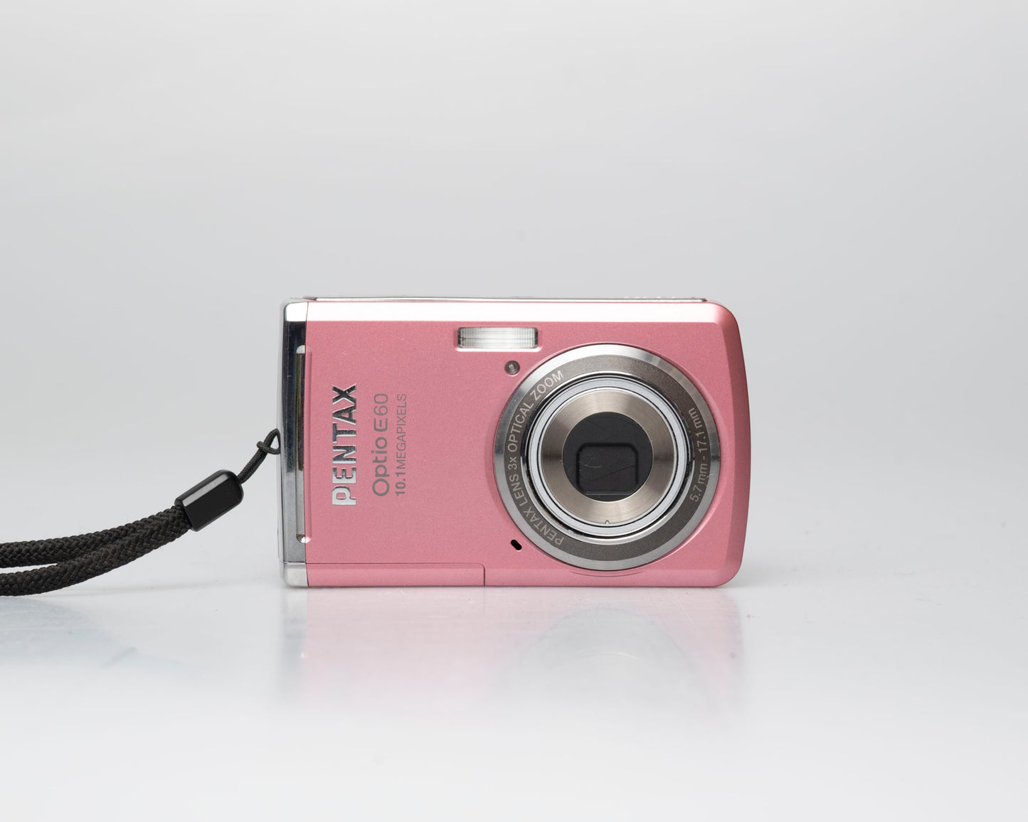 Pentax Optio E60 pink 10 megapixel digicam w/ 8GB SD card + case (serial 1168371)