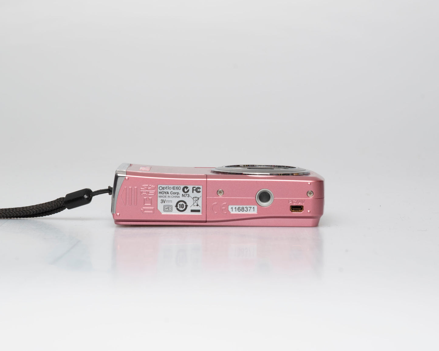 Pentax Optio E60 pink 10 megapixel digicam w/ 8GB SD card + case (serial 1168371)
