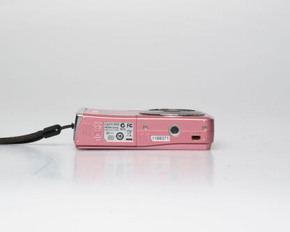 Pentax Optio E60 pink 10 megapixel digicam w/ 8GB SD card + case (serial 1168371)