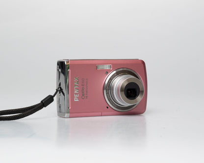 Pentax Optio E60 pink 10 megapixel digicam w/ 8GB SD card + case (serial 1168371)