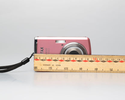 Pentax Optio E60 pink 10 megapixel digicam w/ 8GB SD card + case (serial 1168371)