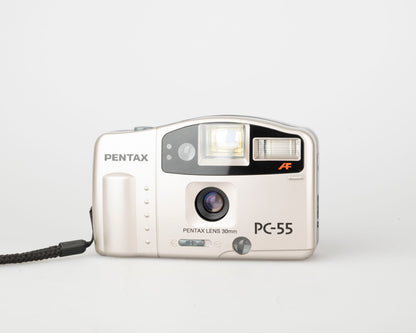 Appareil photo Pentax PC-55 35 mm avec boîte d'origine, étui + manuel