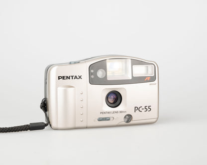 Appareil photo Pentax PC-55 35 mm avec boîte d'origine, étui + manuel